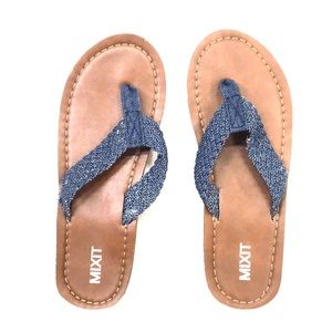 Blue & White Woven Thong Style Strap Sandals